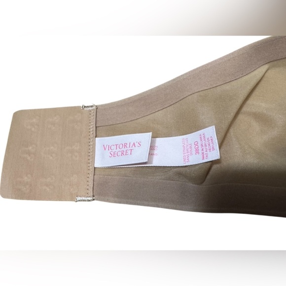 38DD Victoria's Secret Womens Beige Lined Underwire Strapless Bra Back Closure - Picture 4 of 15